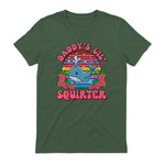 Daddy's Lil Squirter Joke T-Shirt in Military Green - back view
