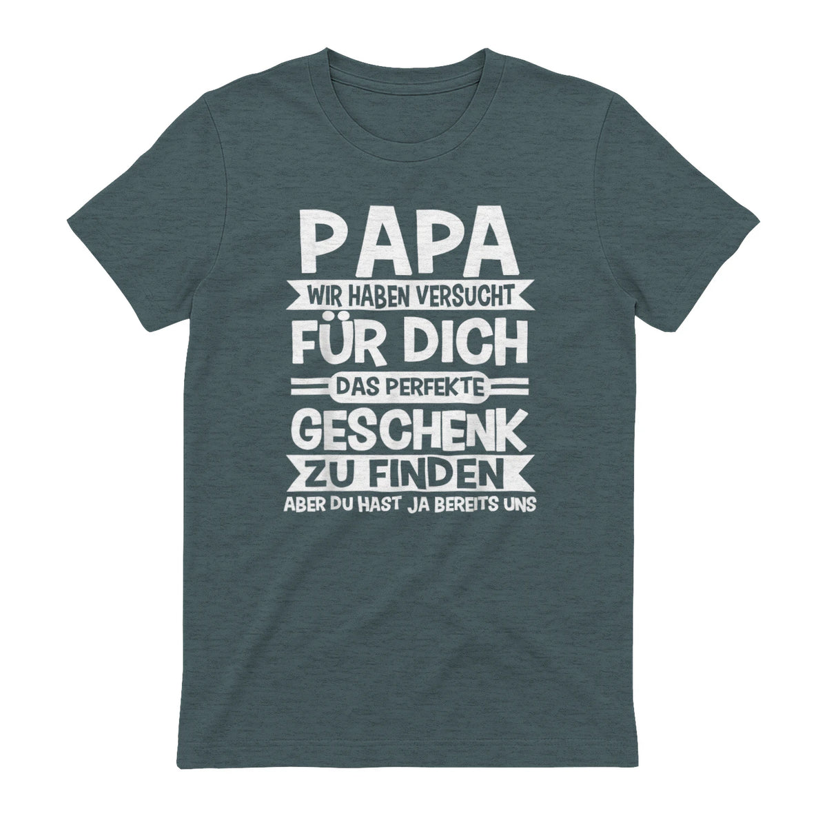 Papa und Vater Motiv, Lustiger Spruch, Herren Vatertag Halbarm in Dark Heather - back view