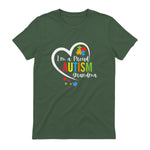 I'm A Proud Grandma Love Heart Autism Awareness Puzzle in Military Green - back view