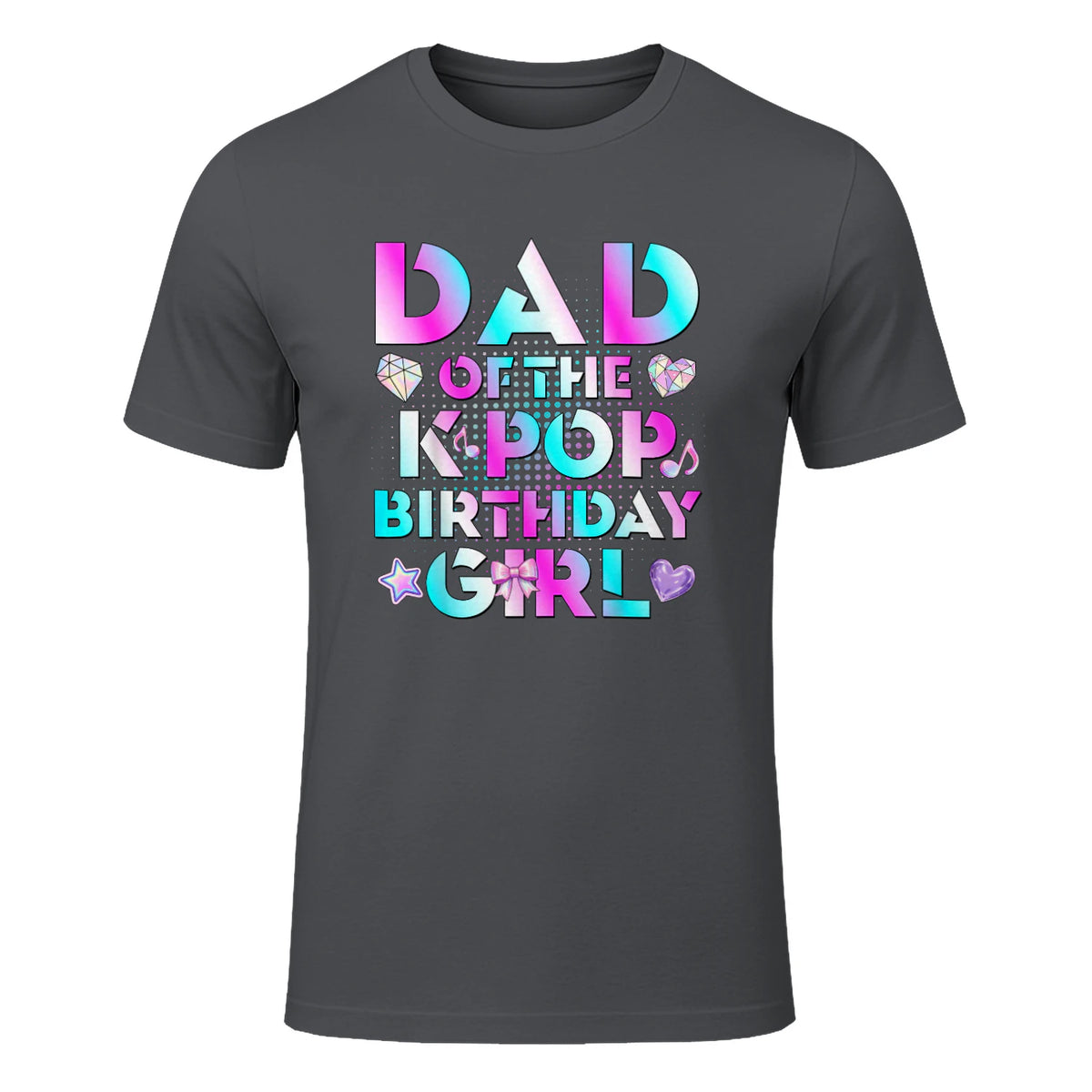 K-Pop Girl Dad T-Shirt in Charcoal - front view