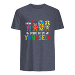Dare to Be Yourself Autism Awareness Superheroes in Heather Navy - back view