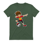 Dabbing Football Garçon Espagne Jersey, Espagnol Enfants Dab in Military Green - back view