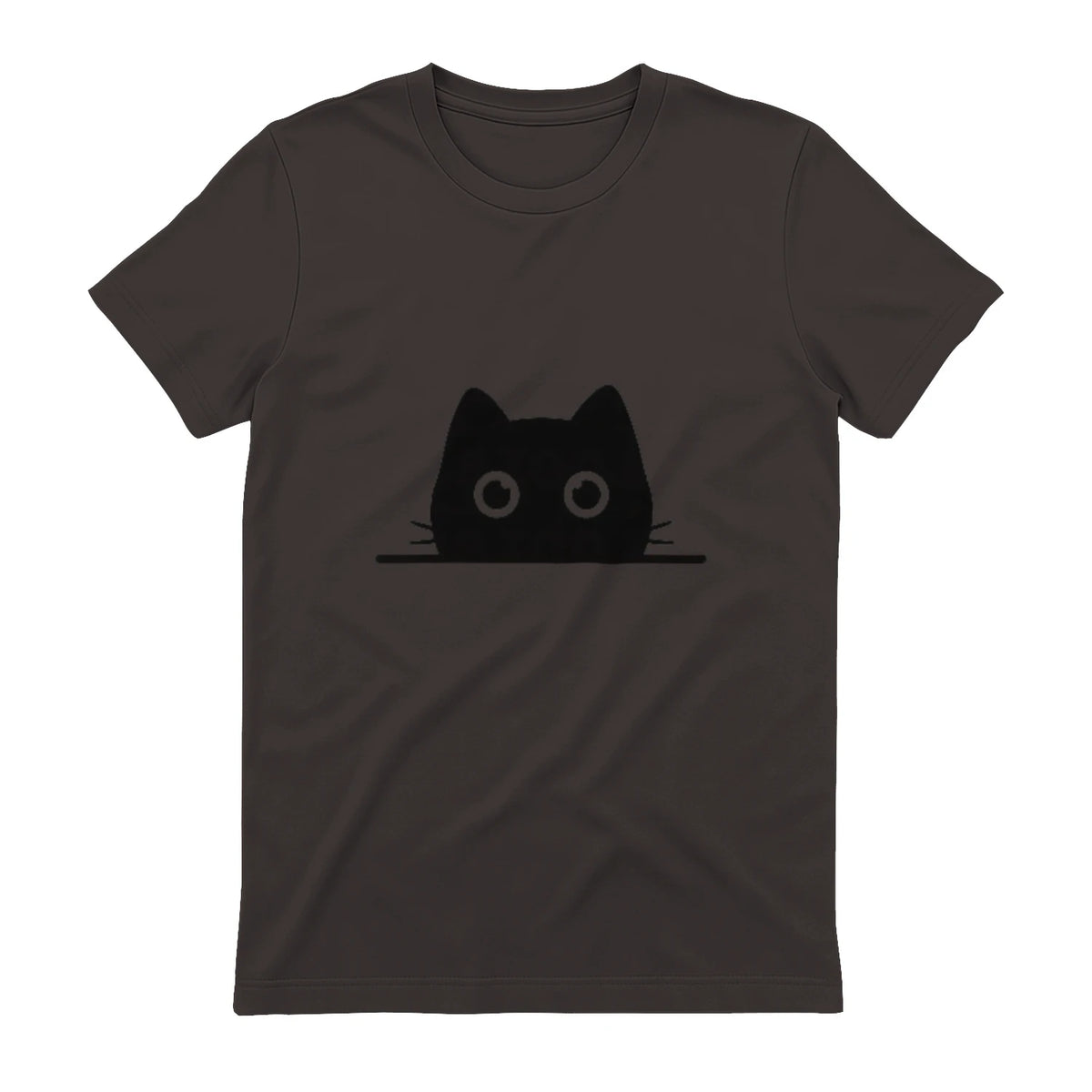 Chemise avec motif de chat dans une poche pour enfants, femmes, hommes, amoureux des chats in Dark Chocolate - back view