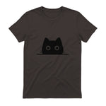 Chemise avec motif de chat dans une poche pour enfants, femmes, hommes, amoureux des chats in Dark Chocolate - back view