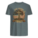 Faith and Freedom Christian USA Anniversary T-Shirt in Dark Heather - back view
