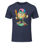 Baseball Drip for Boys Ice Cream Drip Baseball Sport T-Shirt in Heather Navy - front view