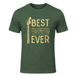 Best Dad Ever Guitar Chord T-Shirt in Military Green - front view