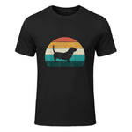 Basset Hound rétro Amant Vintage Sunset Dog & Puppy in Black - front view