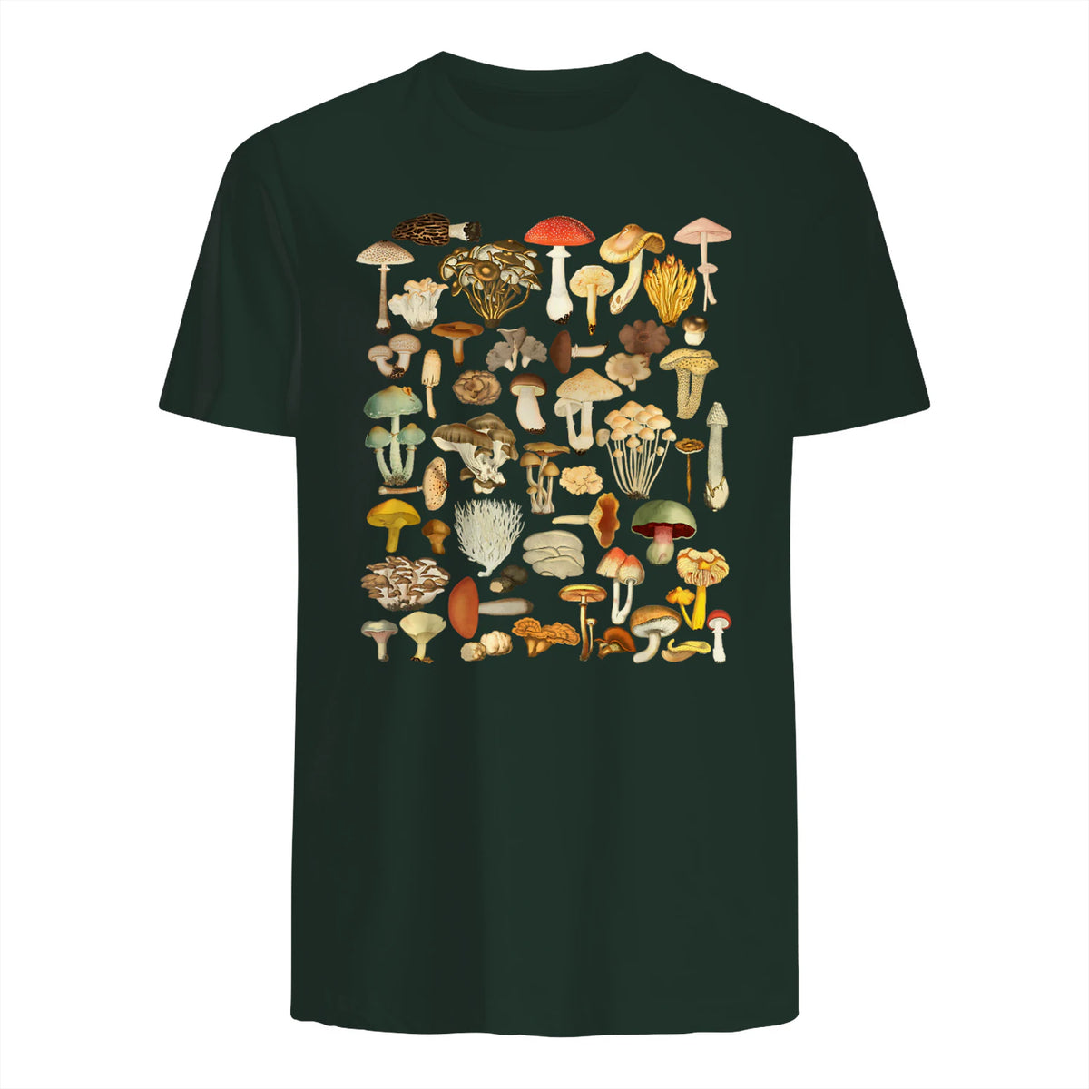 Mushroom Shirt Mycology Fungi Foraging Mushroom Whisperer in Forest Green - back view