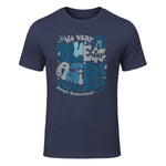 In April We Wear Blue Autism Awareness T-Shirt in Heather Navy - front view