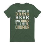 Drôle fête des pères amoureux des chiens Chihuahua Papa Shirt in Military Green - back view