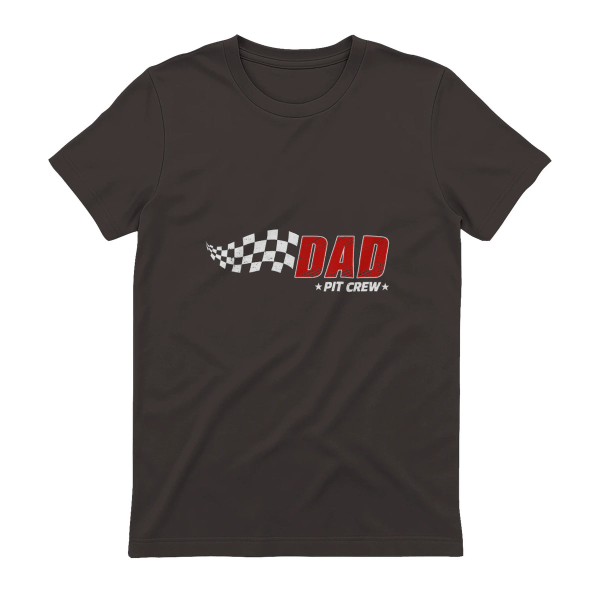 Dad Pit Crew Race Car T-Shirt in Dark Chocolate - back view