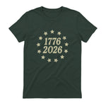 American Flag Front and Back Anniversary T-Shirt in Forest Green - back view