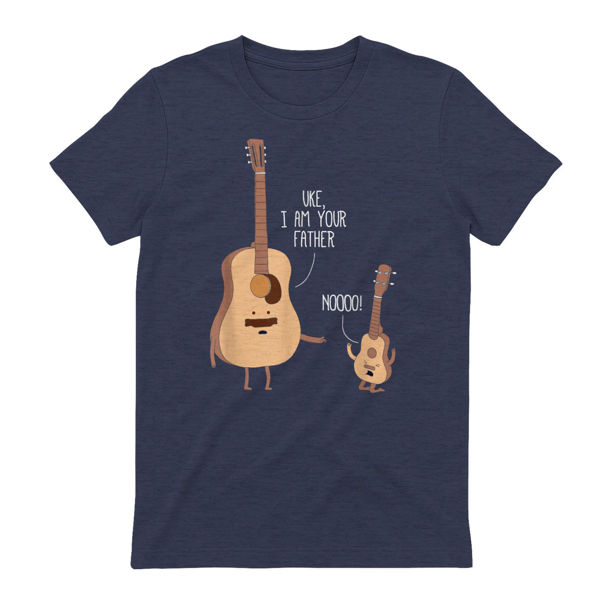 Uke I Am Your Father T Shirt Ukulele Guitar Music in Heather Navy - back view
