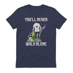 Vintage Father Son Family Autistic Kids Autism Awareness Dad in Heather Navy - back view
