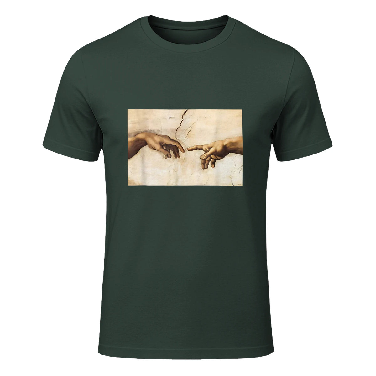 Creation of Adam Michelangelo Die Erschaffung Adams Kunst in Forest Green - front view