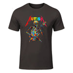 Autism Skeleton Guitar Player Rock Music Autism Awareness in Dark Chocolate - front view