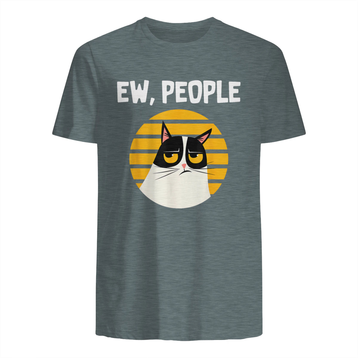 Ew, People - Funny Cat Lover Gift T-Shirt in Dark Heather - back view