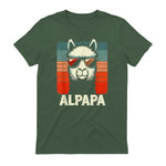 Bester Papa Alpapa Alpaka Frischgebackener Papa Vatertag T-Shirt in Military Green - back view