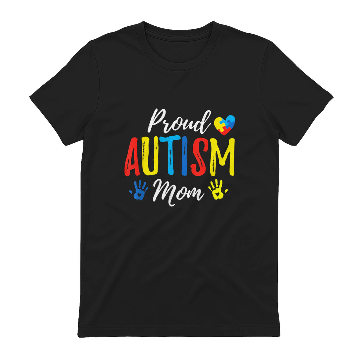 Proud Mom Autism Awareness Family Matching Shirt in Black - back view