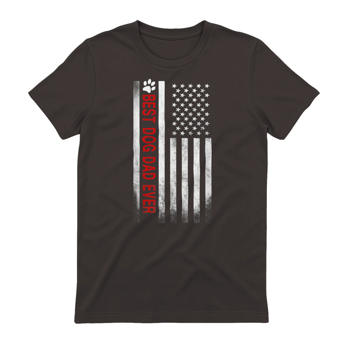 Best Dog Dad Ever American Flag Gift for Best Father in Dark Chocolate - back view