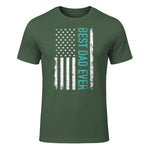 Father's day Best dad ever with US american flag Short Sleeve in Military Green - front view