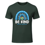 In April We Wear Blue Autism Ribbon T-Shirt in Forest Green - front view