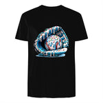 Baseball Drip Ice Cream Sprinkles Baseball Glove T-Shirt in Black - back view