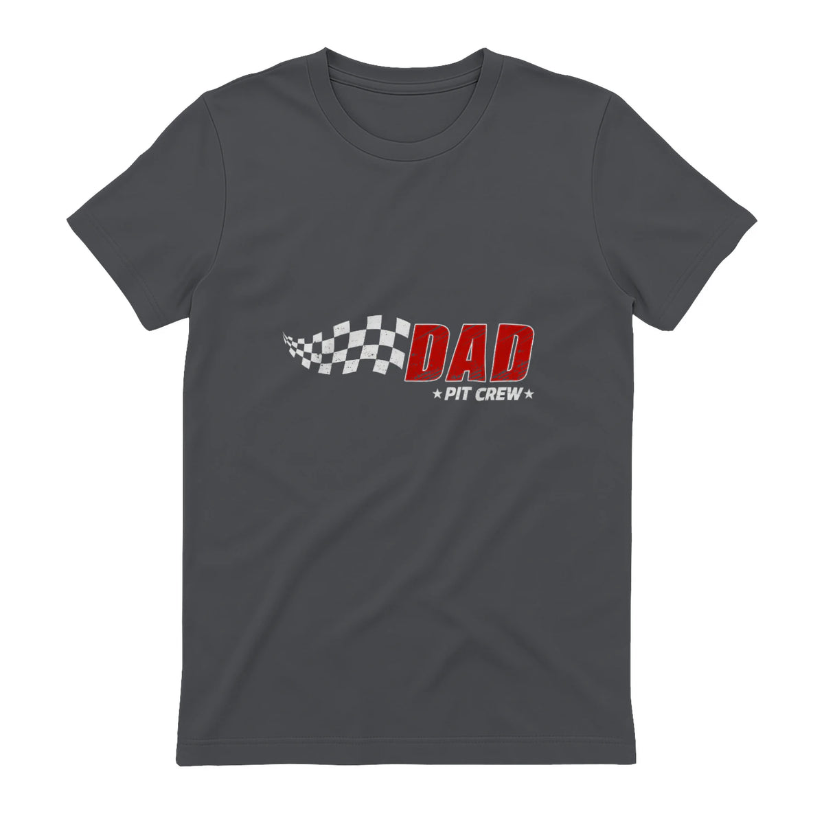 Dad Pit Crew Race Car T-Shirt in Charcoal - back view