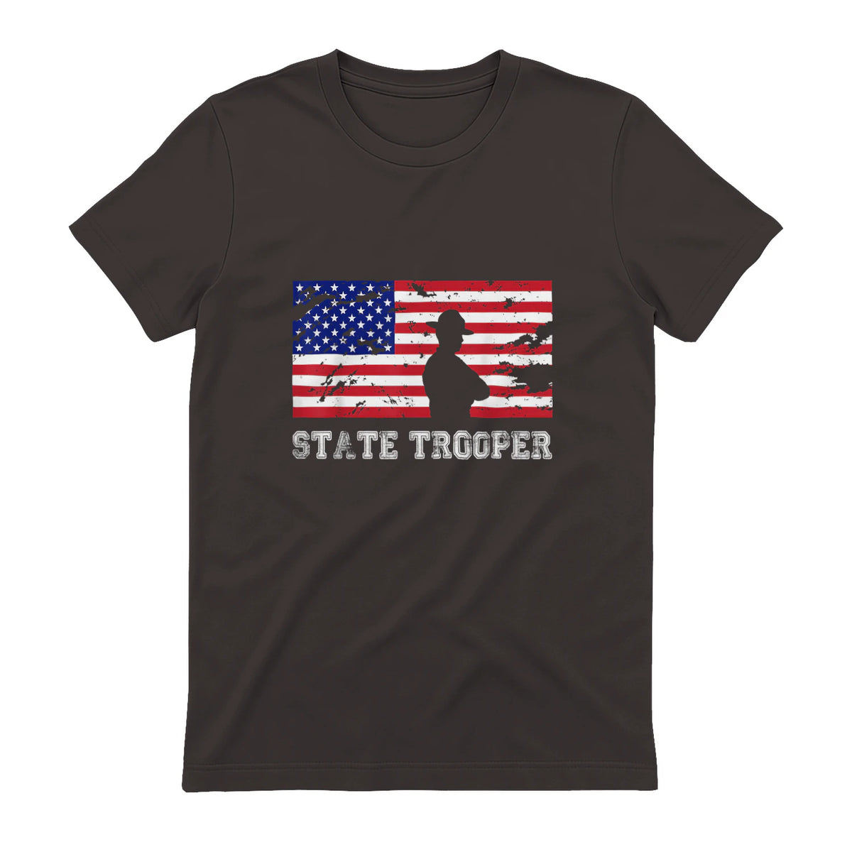 State Trooper USA Flag T-Shirt Gift T-Shirt in Dark Chocolate - back view