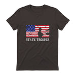 State Trooper USA Flag T-Shirt Gift T-Shirt in Dark Chocolate - back view