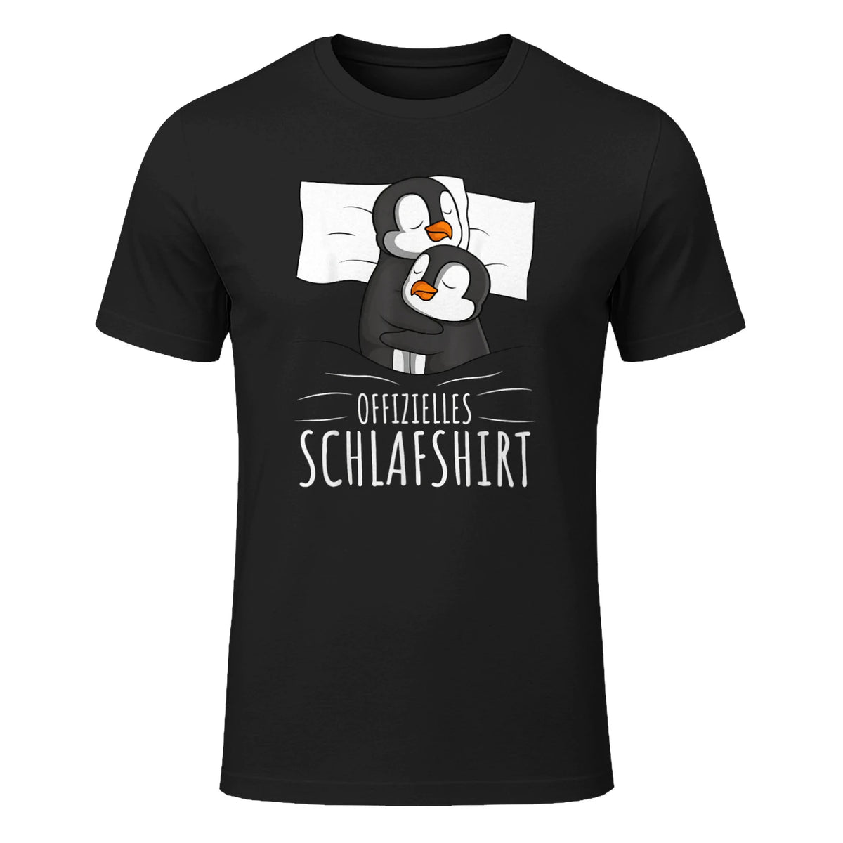 Offizielles Schlafshirt Pinguin Schlafanzug Penguin Kurzarm in Black - front view