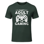 I Can't Adult Now I'm Gaming Gamer Console T-Shirt in Forest Green - front view