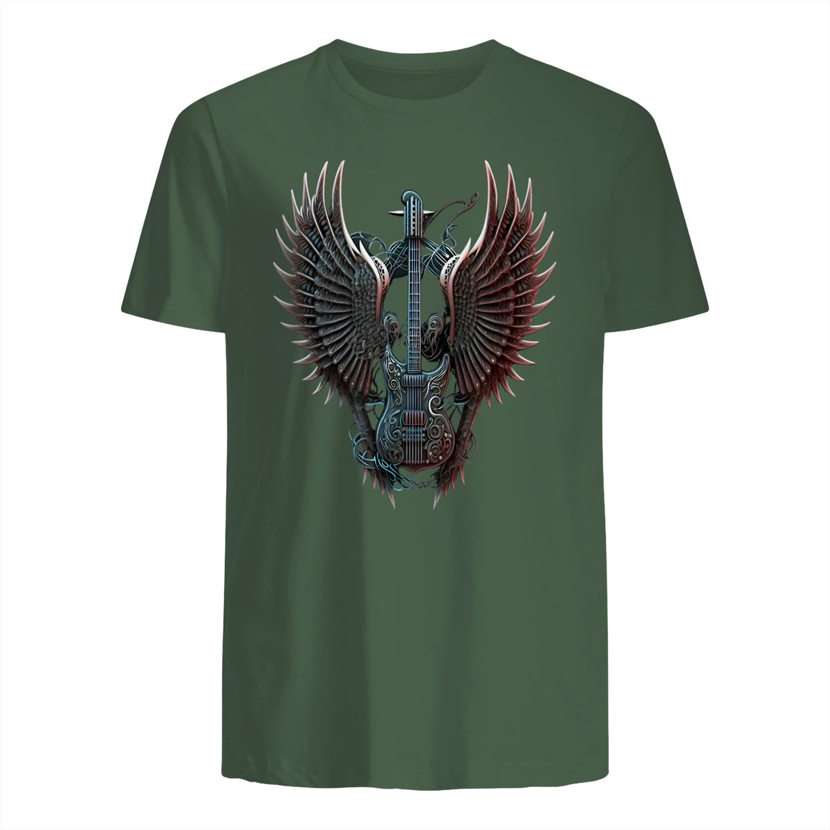 Fans de Hard Rock Vintage Music Rock and Roll Lover in Military Green - back view