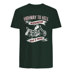 Highway to Hell Motorradfahrer Biker Motorrad Männer in Forest Green - back view