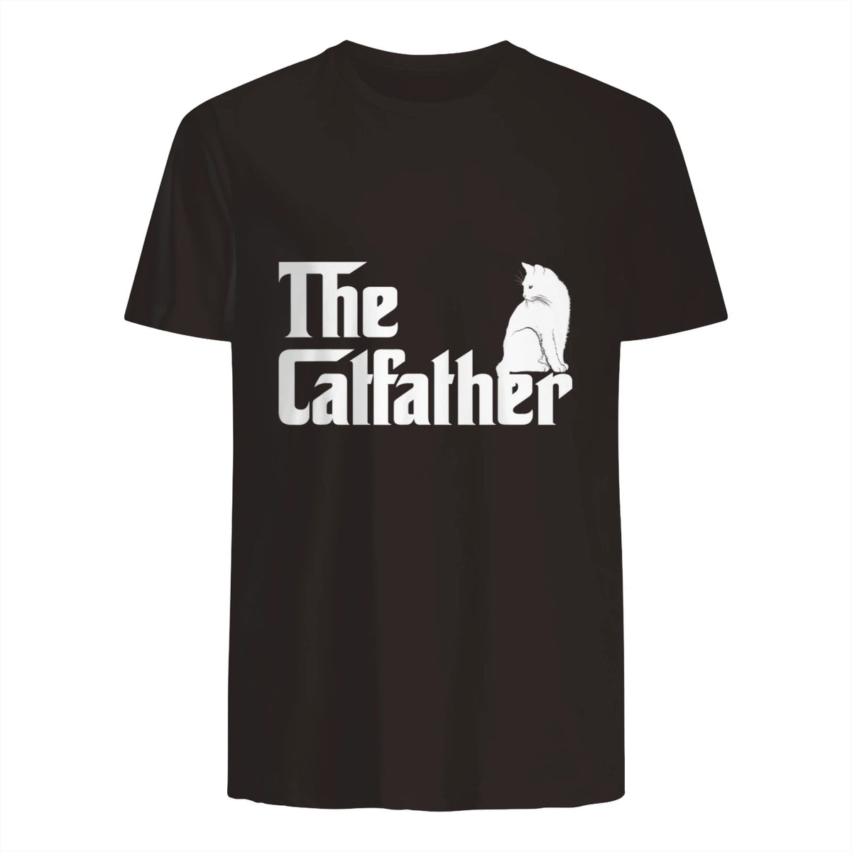 The Catfather Funny Cat Parody Fathers Day Gift Cat Father T-Shirt in Dark Chocolate - back view