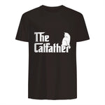 The Catfather Funny Cat Parody Fathers Day Gift Cat Father T-Shirt in Dark Chocolate - back view