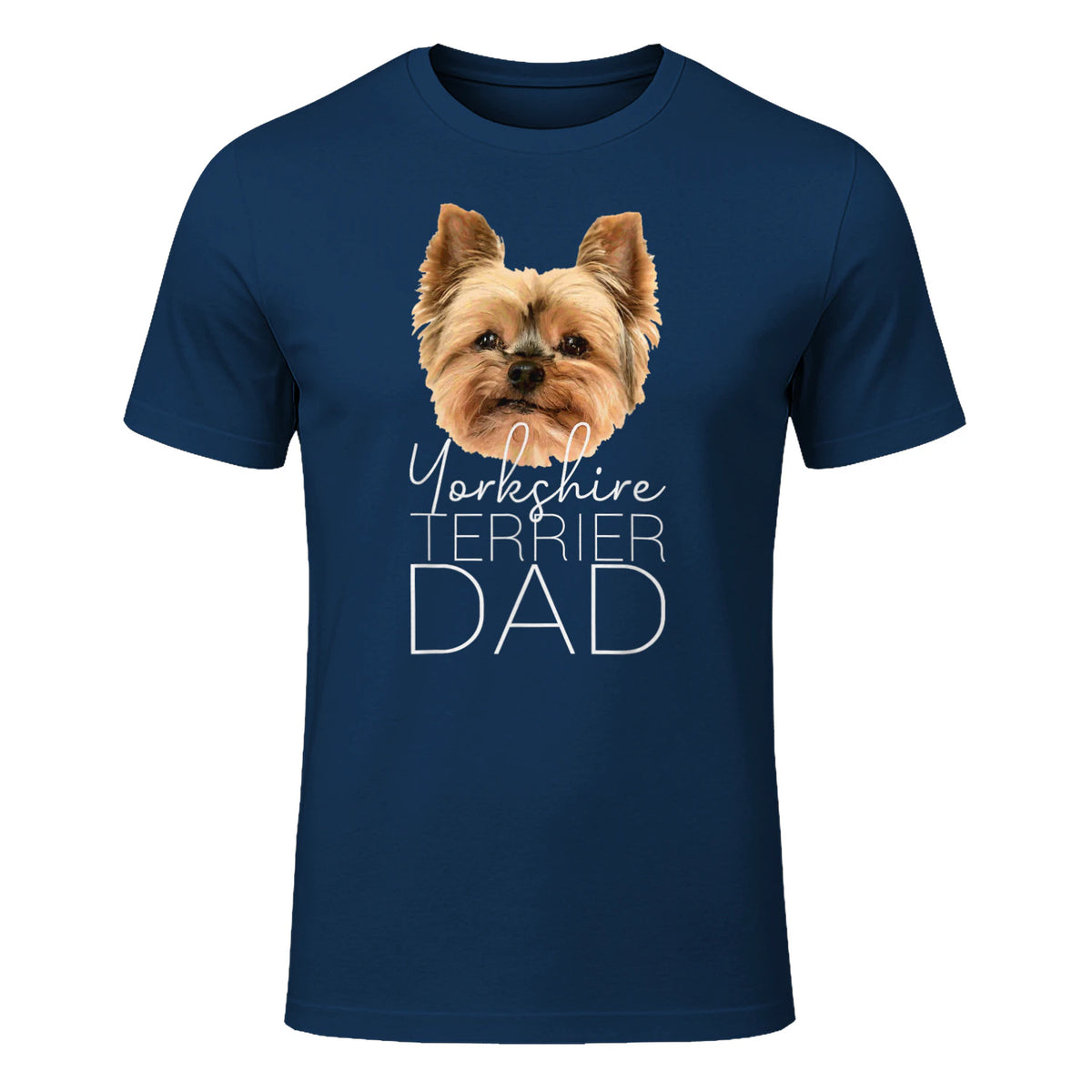 Dog Dad Yorkshire Terrier – Chien Papa in Navy - front view