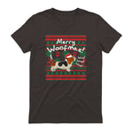 Basset Hound Chemise de Noël Merry Woofmas Père Noël Chien in Dark Chocolate - back view