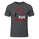 Run Steal I Dare You Humor Baseball Catcher Vintage T-Shirt in Charcoal - front view