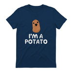 I'm A Potato - Funny Potato Shirt, Vegetable Food Gag Gift in Navy - back view