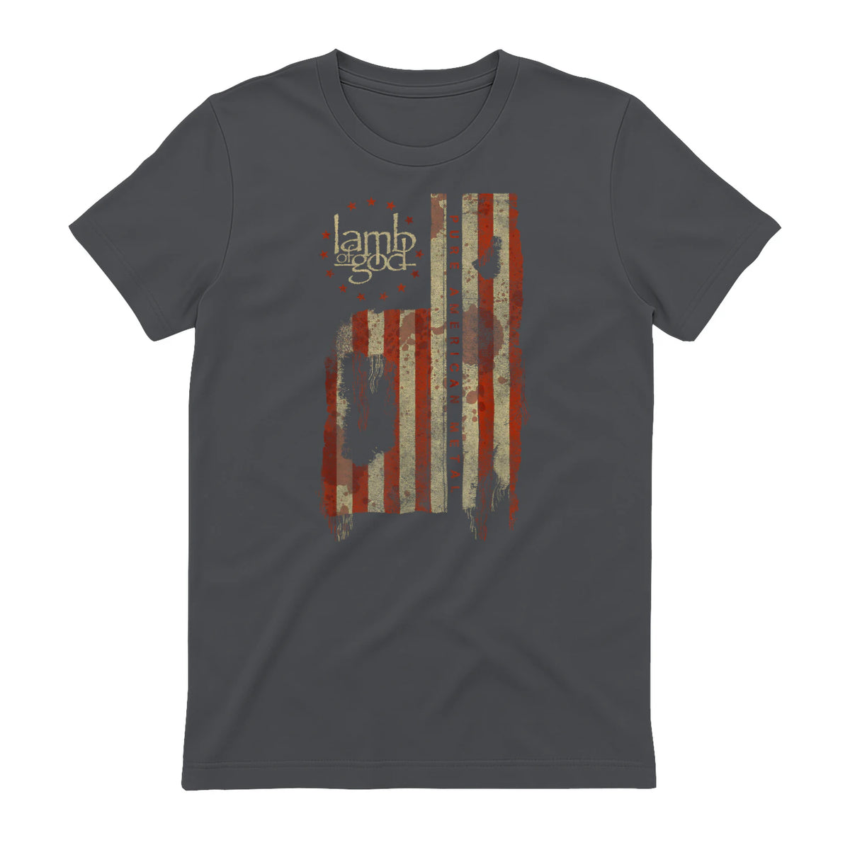 Lamb of God Pure American Metal Flag T-Shirt in Charcoal - back view