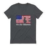 State Trooper USA Flag T-Shirt Gift T-Shirt in Charcoal - back view