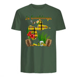 Carte de Guadeloupe Madras Colibri Hibiscus Et Rhum Antilles in Military Green - back view