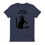 Personal Cat Servant Shirt Funny Black Cat Lover Gift in Heather Navy - back view