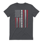 Patriotic Baseball Fourth of July USA Flag T-Shirt in Charcoal - back view