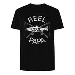 Funny Fishing Reel Cool Papa Dad Joke T-Shirt in Black - back view