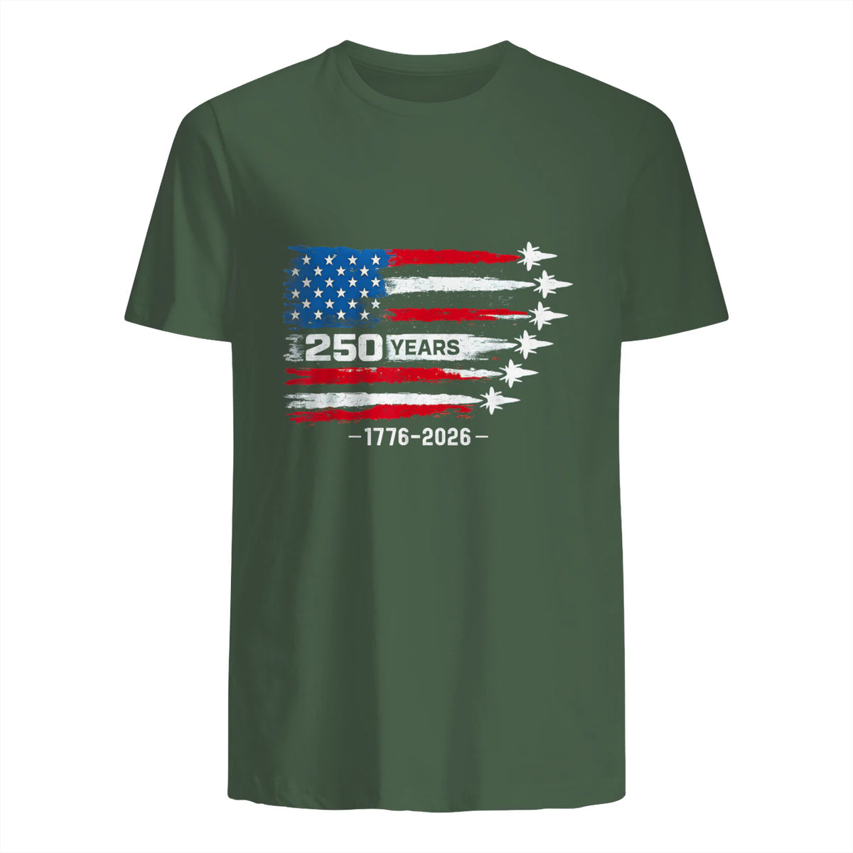 American Fourth of July Anniversary T-Shirt in Military Green - back view