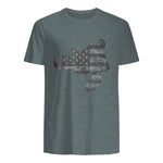Dirt Bike American Flag T-Shirt Motocross Enduro Shirt T-Shirt in Dark Heather - back view