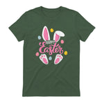 Happy Easter Bunny Women Girls Rabbit Easter Egg Hunt Funny in Military Green - back view